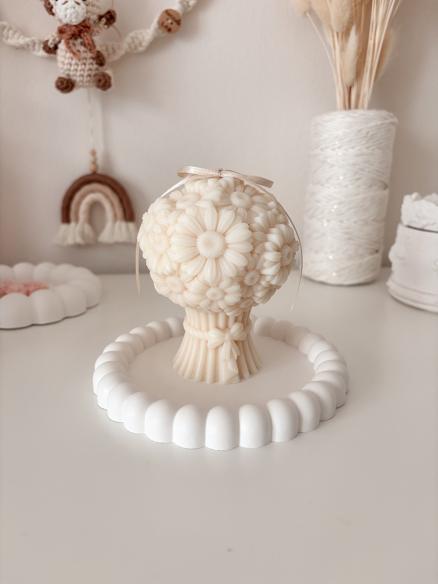 Vassoio decorativo tondo grande in gesso ceramica