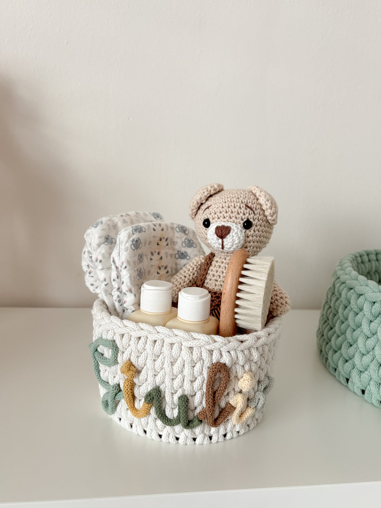 Cestini organizer con nome a base tonda