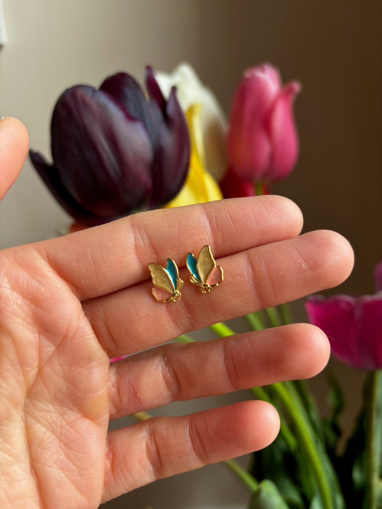 Orecchini farfalla colorata in argento925