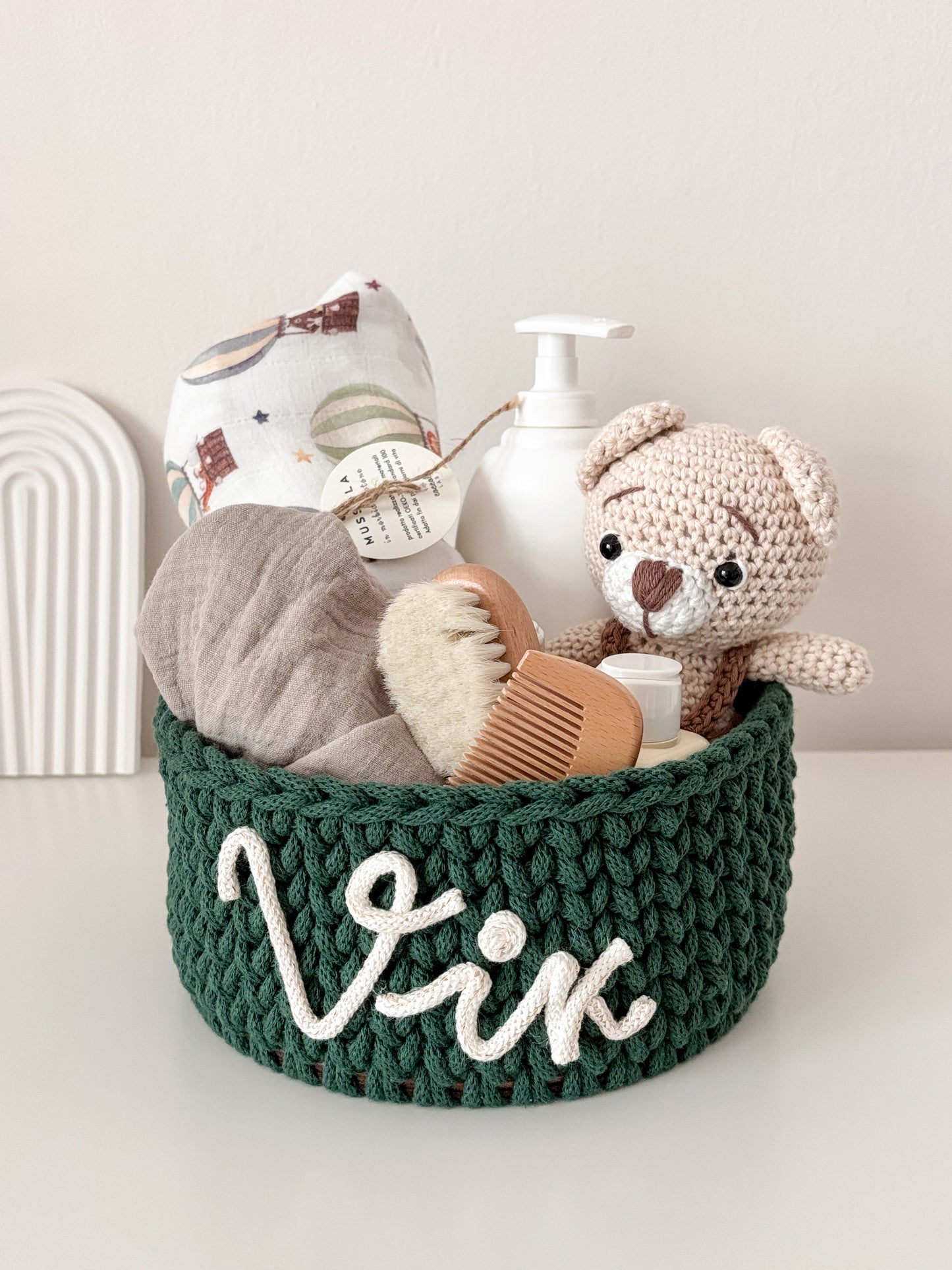 Cestini organizer con nome monocolore a base tonda