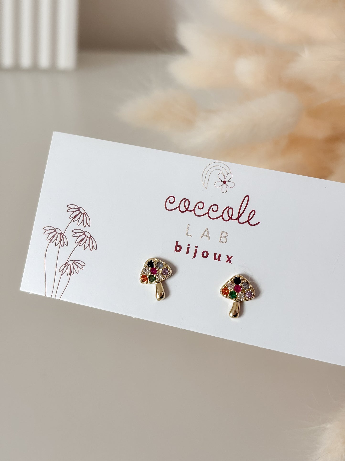 Orecchini Funghetto con cristalli colorati