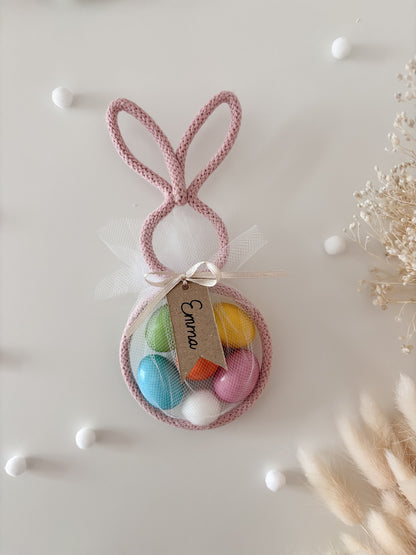 Coniglietto Pasquale / segnaposto di Pasqua con ovetti di cioccolato