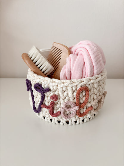 Cestini organizer con nome a base tonda