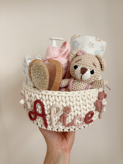 Cestini organizer con nome a base tonda