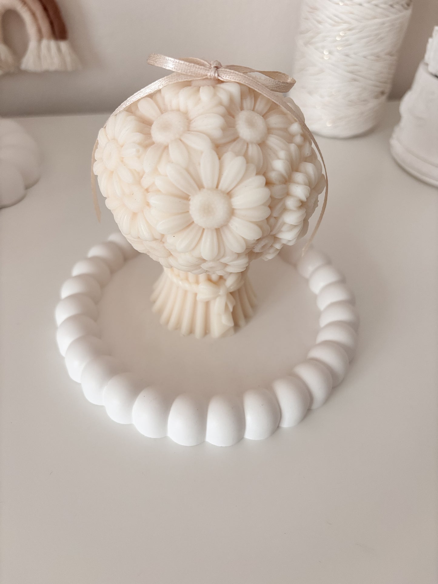 Vassoio decorativo tondo grande in gesso ceramica