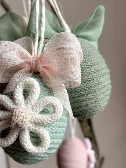 Ovetto macramè per albero di Pasqua, decorazione Pasqua