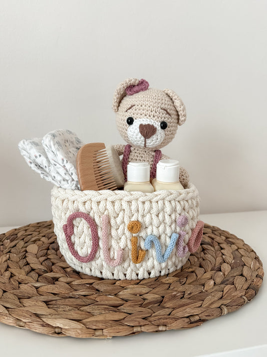Cestini organizer con nome a base tonda