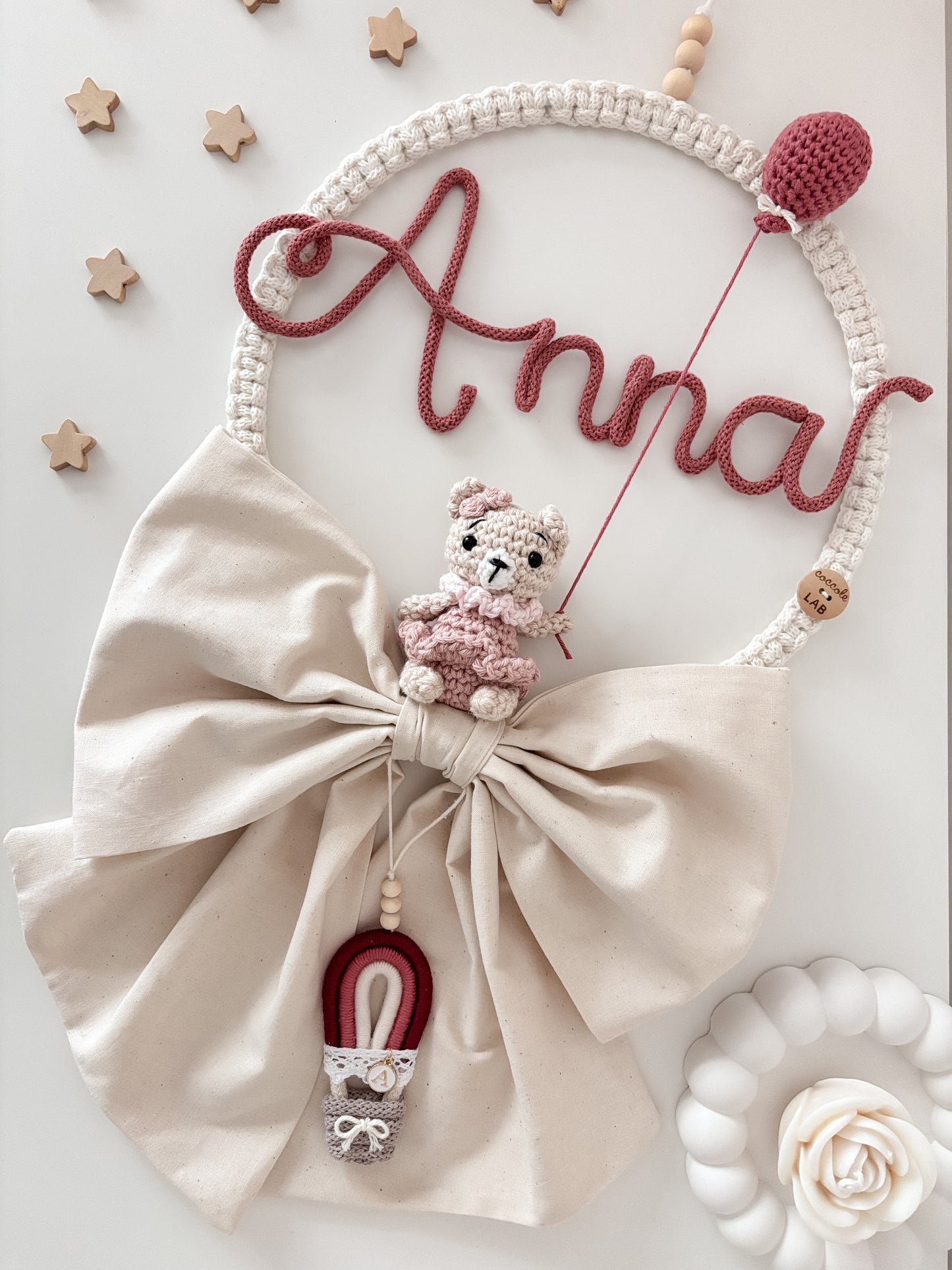 Ghirlanda / Fiocco nascita Fairy Tale con pupazzetto