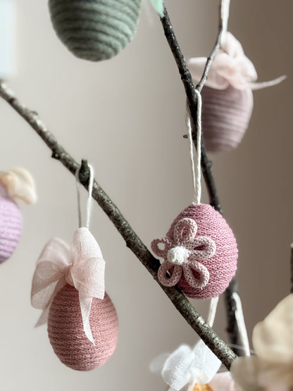 Ovetto macramè per albero di Pasqua, decorazione Pasqua