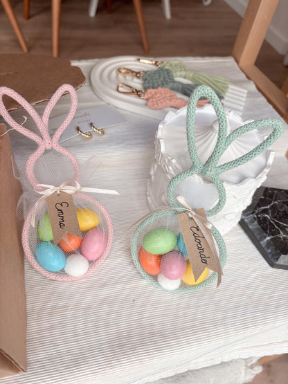 Coniglietto Pasquale / segnaposto di Pasqua con ovetti di cioccolato