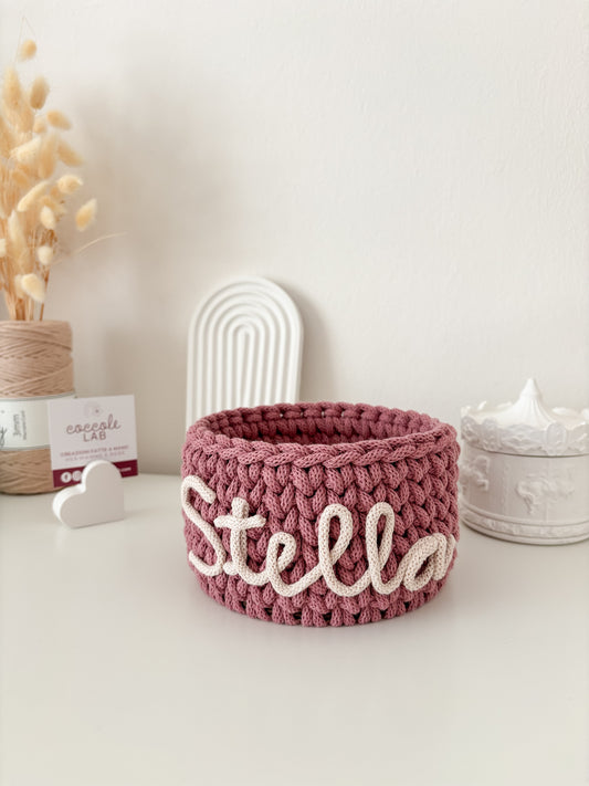 Cestini organizer con nome monocolore a base tonda