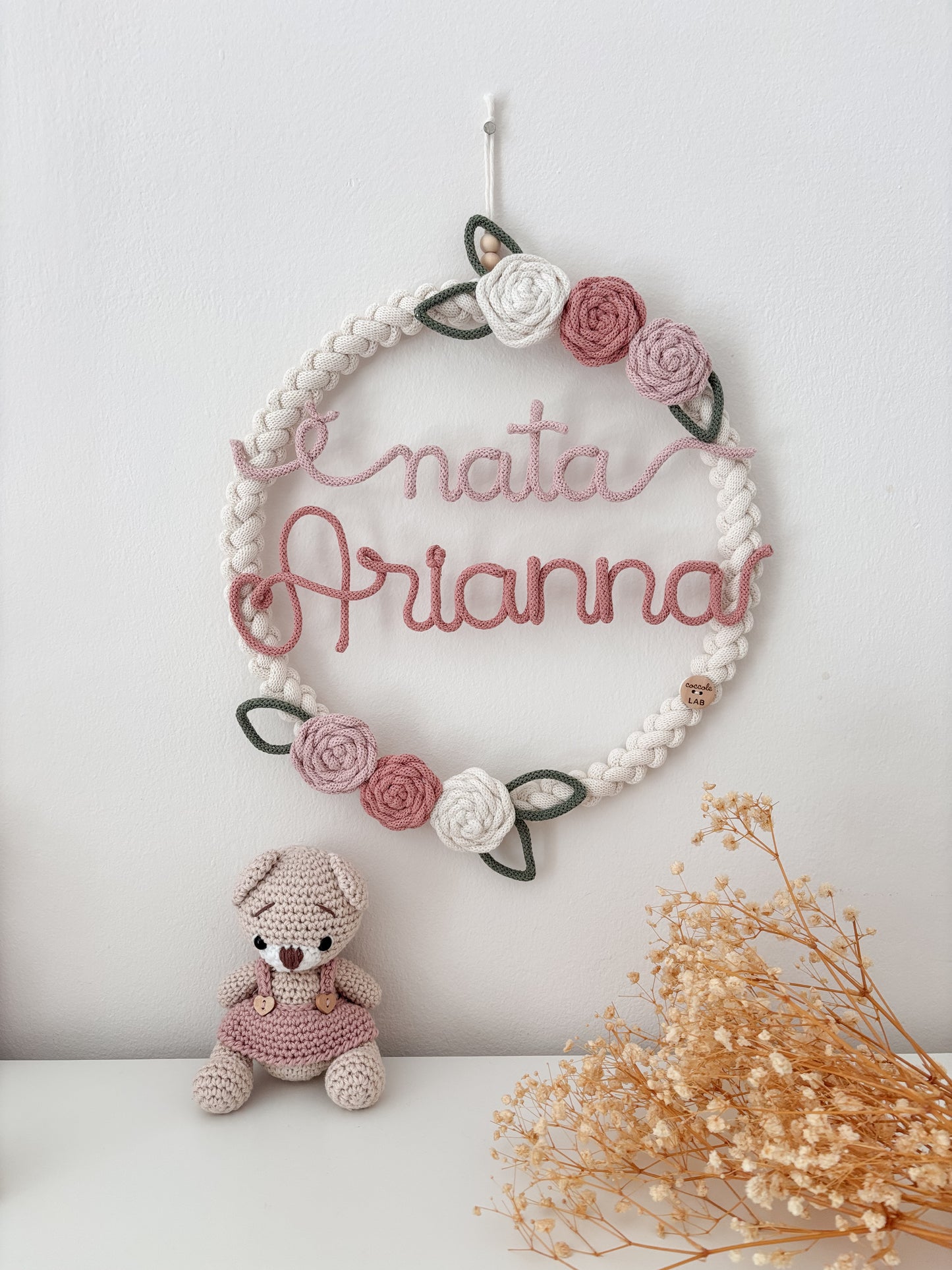 Fiocco nascita / Ghirlanda Rosa Blossom