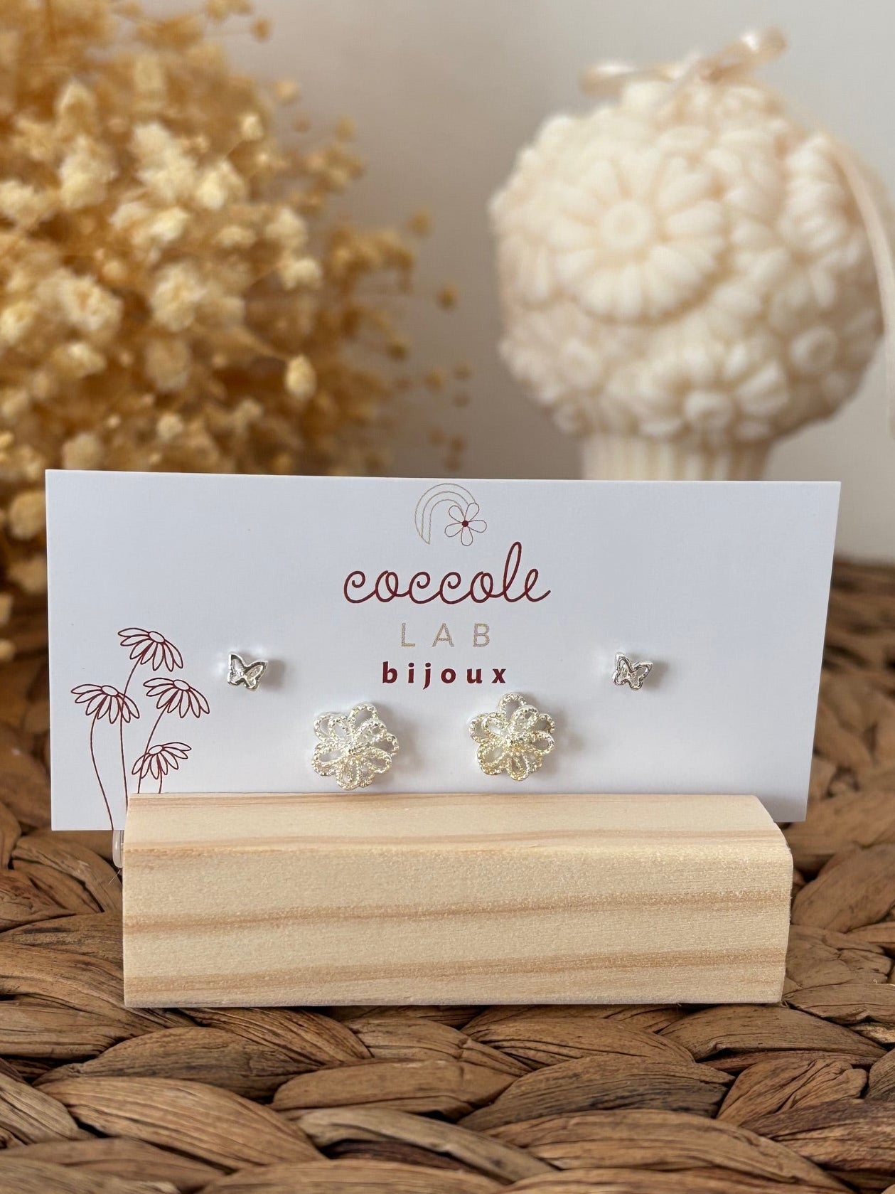 Set 4 Orecchini in argento925 fiorellini e farfalle