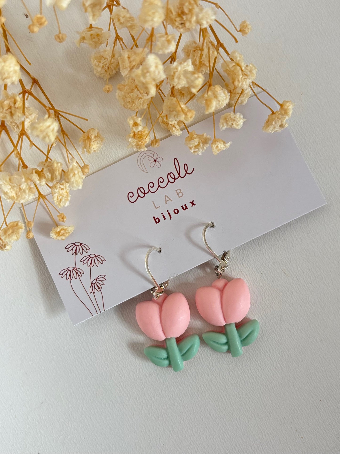 Orecchini in resina fantasia tulipani
